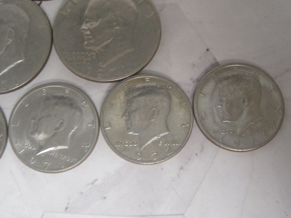 Lot of 7 Eisenhower Dollars & 6 Kennedy Half Dollars - 5