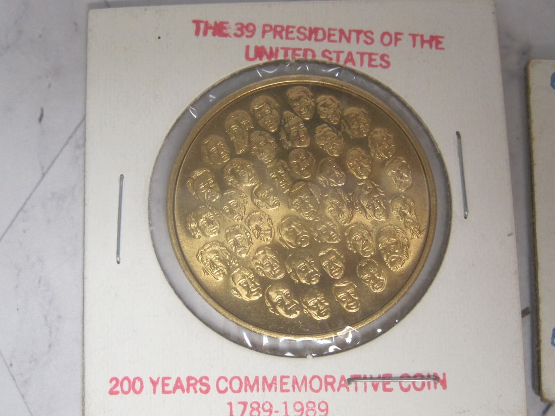 Lot of 1989 Commemorative Coin, Souvenir Coin, & 3 Foreign Coins - 2