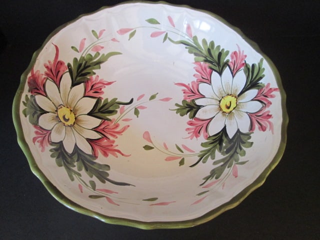 Floral Design Italian Pottery Pitcher and Wash Basin - 3