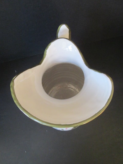 Floral Design Italian Pottery Pitcher and Wash Basin - 8