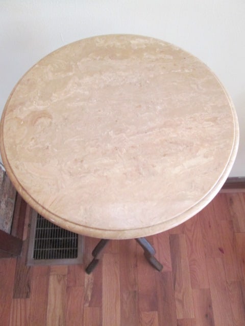 Retro Barley Twist Post Pedestal Stand with Simulated Marble Top - 2