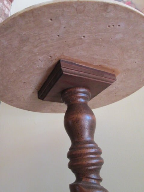 Retro Barley Twist Post Pedestal Stand with Simulated Marble Top - 4