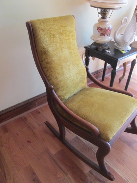 Vintage Gold Velour Sewing Rocker - 2