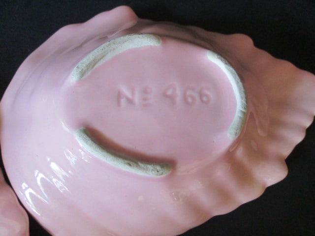 Pair of Pink USA Pottery Leaf Form Candle Holders - 3