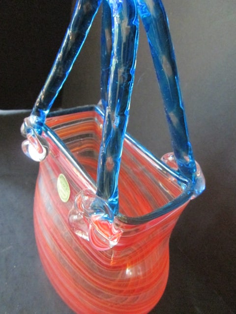 Block Crystal Colorful Hand Blown Art Glass Purse - 2