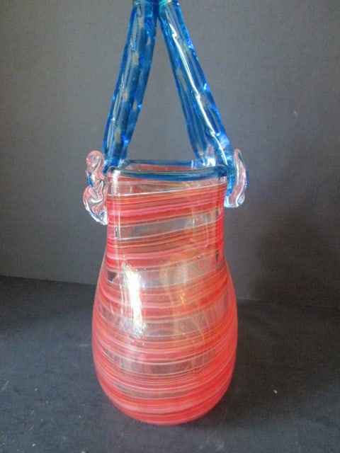 Block Crystal Colorful Hand Blown Art Glass Purse - 4