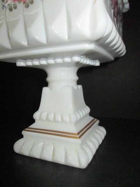 Westmoreland Glass Handpainted Milk Glass Pedestal Dish - 3