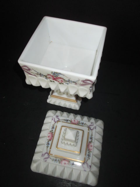 Westmoreland Glass Handpainted Milk Glass Pedestal Dish - 4