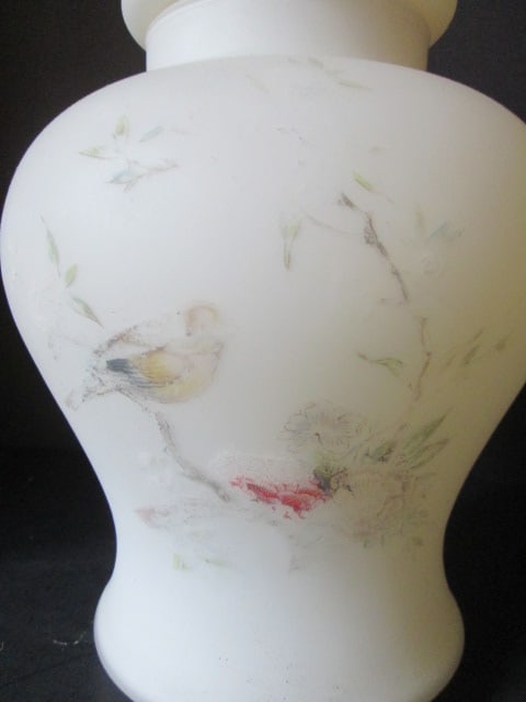 White Satin Glass Handpainted Ginger Jar - 2