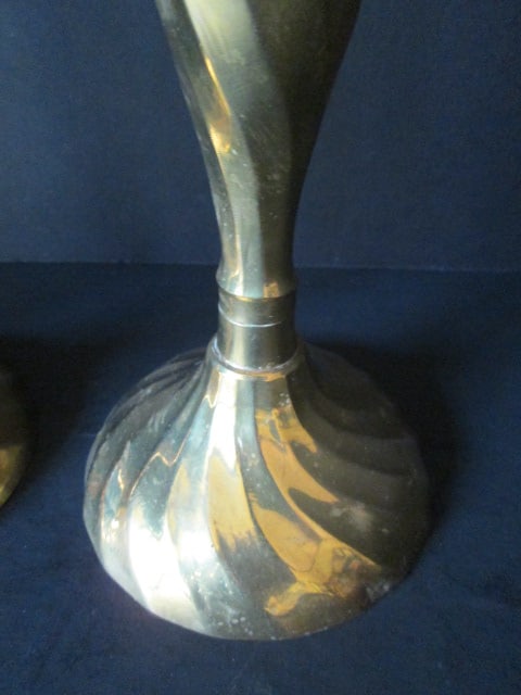Pair of Twisted Design Brass Candle Sticks - 3
