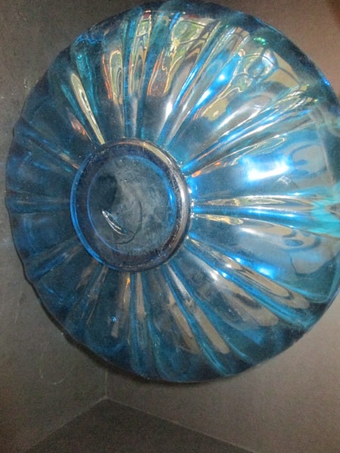 Midcentury Blue Glass Chip & Dip Set - 4