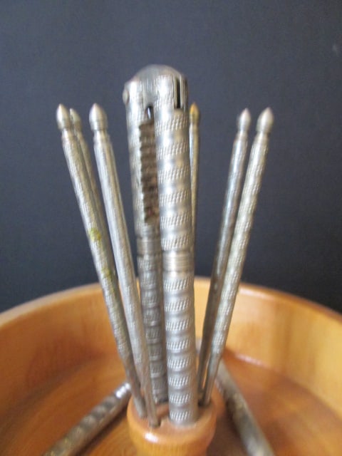 Midcentury Live Edge Wood Nut Bowl with Nut Cracker-Pick Set - 4