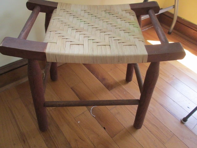 Oak Stool with Woven Split Oak Seat: 19 1/2"w x 11 3/4" x 18 11/2", Local Pickup Only