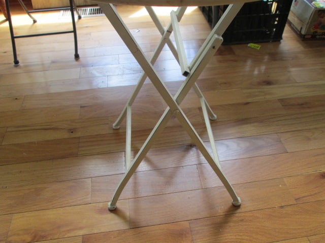 Decorative Painted Ivory Wrought Metal Folding Tray Table - 3