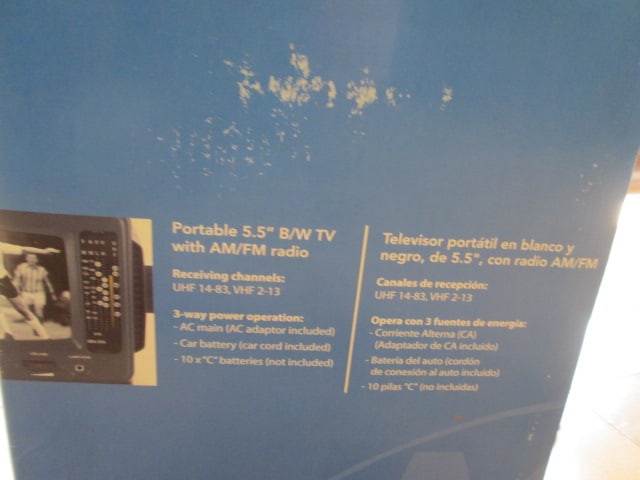 New Old Stock Memorex Portable 5.5" Black/White TV with AM/FM Radio - 4