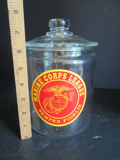 Glass Canister with Marine Corps. Decal - 5