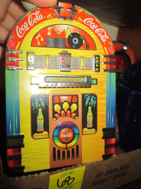 Jukebox Shaped Treat Jar, Coca-Cola Tin, Hand Blown Glass Ornament and - 2