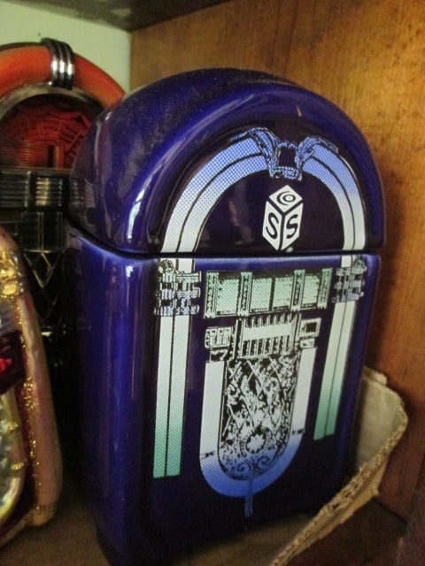 Jukebox Shaped Treat Jar, Coca-Cola Tin, Hand Blown Glass Ornament and - 4