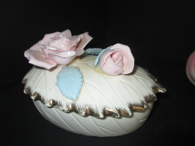 Vintage Handpainted Planter, Trinket Box and Covered Dish - 7