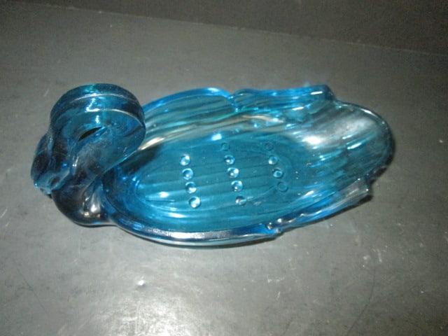 Midcentury Blue Glass Swan Dish - 2