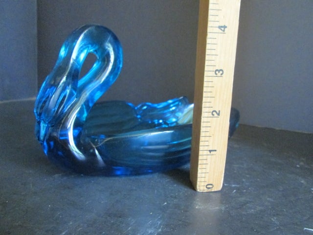 Midcentury Blue Glass Swan Dish - 5