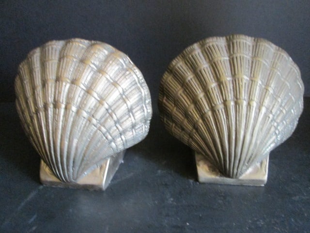 Pair of Brass Clam Shell Bookends - 2