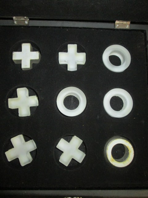 Satin Glass Tic Tac Toe Set with Mirrored Game Board Case - 2