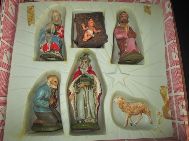 Vintage Germany Handpainted Molded Plastic Nativity Set - 2