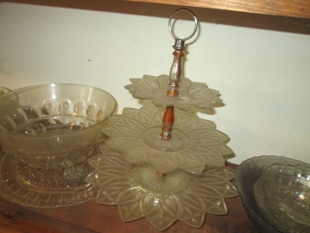 Large Grouping of Clear Glass Serving Pieces and Tall Vase - 4