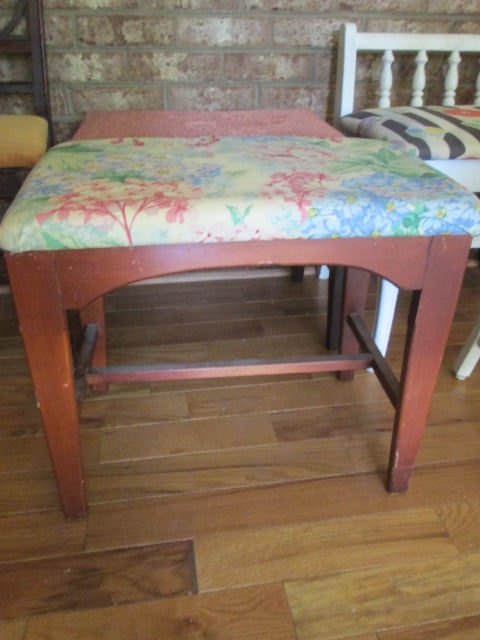Painted White Vanity Chair, Painted White Stool, Two Wood Benches and - 4
