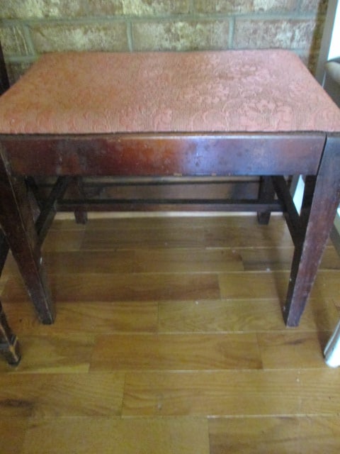 Painted White Vanity Chair, Painted White Stool, Two Wood Benches and - 6