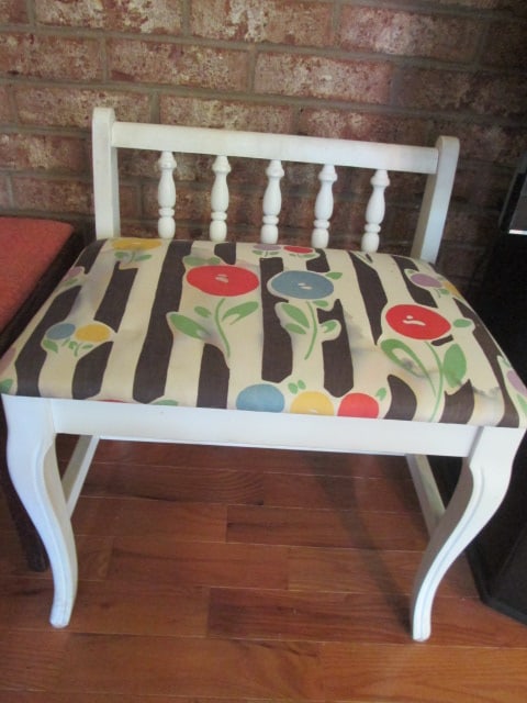 Painted White Vanity Chair, Painted White Stool, Two Wood Benches and - 8