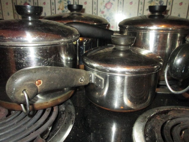 Five Revere Ware Stainless/Copper Sauce Pans with Lids - 3
