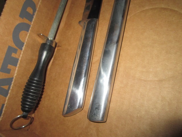Silver Handle Carving Knife and Fork Set and Hone Steel - 3