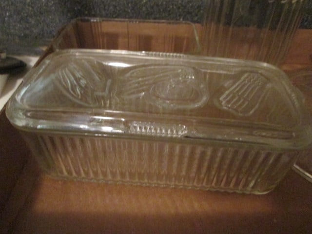 Midcentury Fire King and Anchor Hocking Refrigerator Dishes, Casserole Trivet, - 6