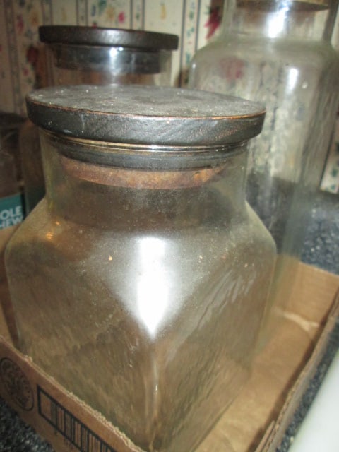 3 Piece Glass Cannister Set with Wood Stoppers - 3