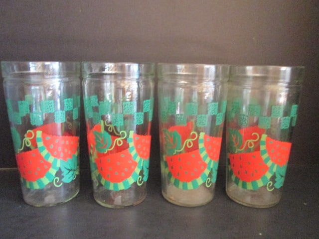 Four Anchor Hocking "Watermelon" Ice Tea Glasses: 6"h