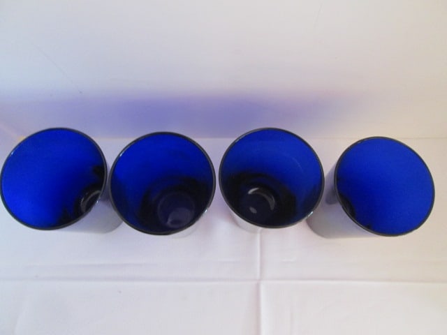Four Libbey Cobalt Blue Iced Tea Glasses - 2