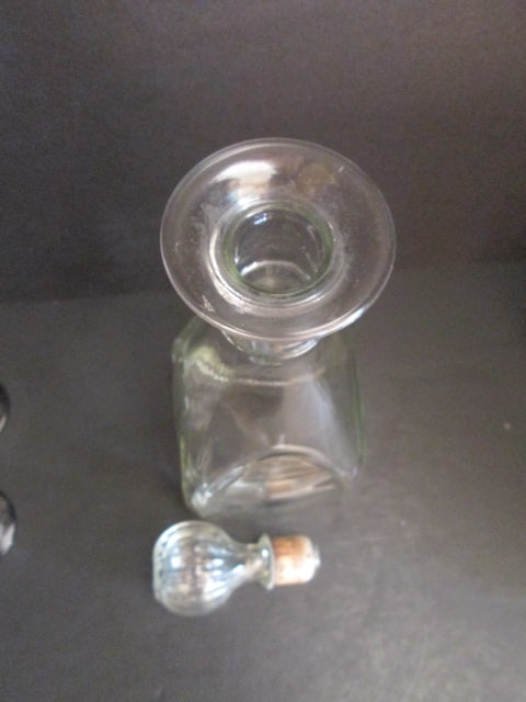 Pressed Glass Decanter and Four Hand Blown Cordials - 5