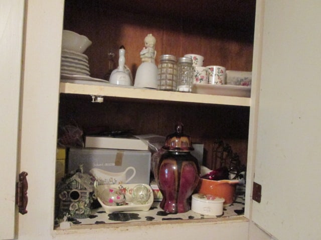 Contents of Kitchen Bar Cabinets-Pots, Bakeware, Mugs, Stemware, Figurines, Plates, etc. - 4