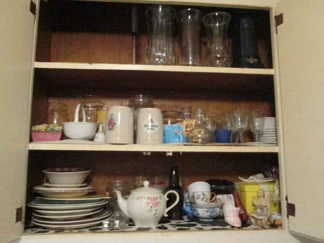 Contents of Kitchen Bar Cabinets-Pots, Bakeware, Mugs, Stemware, Figurines, Plates, etc. - 7
