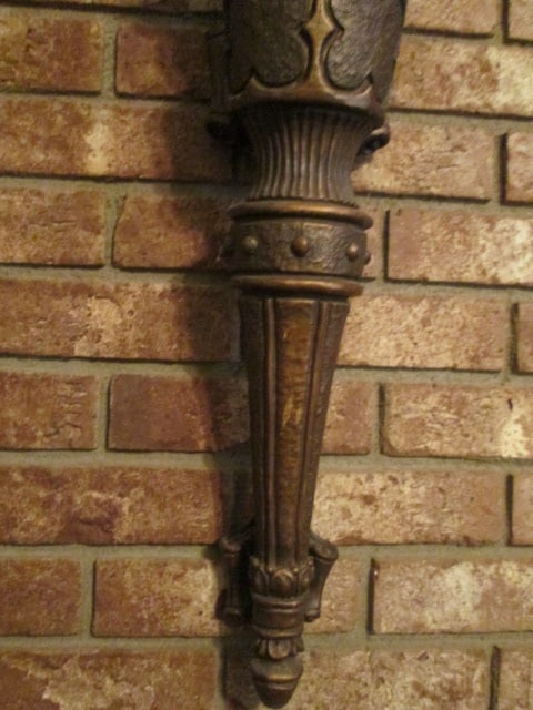 Pair of Molded Bronzed Retro Large Scale Torch Shape Pillar Candle Sconces - 2