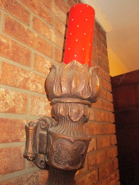 Pair of Molded Bronzed Retro Large Scale Torch Shape Pillar Candle Sconces - 6