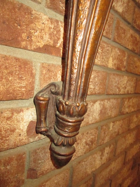 Pair of Molded Bronzed Retro Large Scale Torch Shape Pillar Candle Sconces - 7