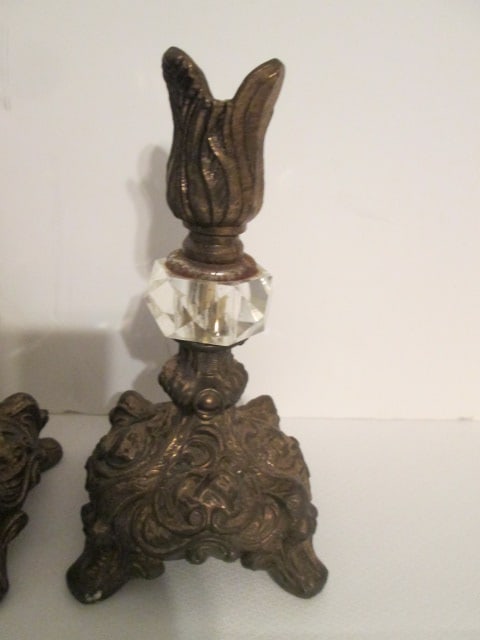 Hollywood Regency Style Lidded Jar and Pair of Candle Holders - 2