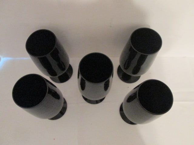 Five Midcentury Black Amethyst Goblets - 2