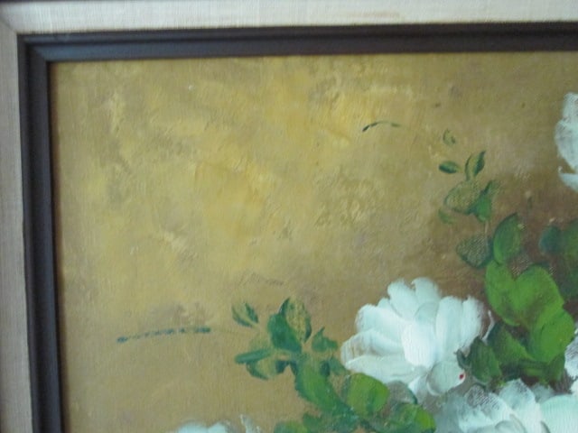 Framed Edwards Signed Flowers in Vase Still Life Canvas Artwork - 2