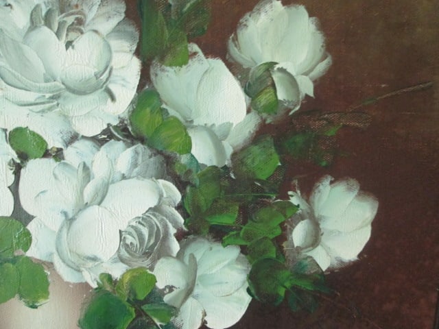 Framed Edwards Signed Flowers in Vase Still Life Canvas Artwork - 3