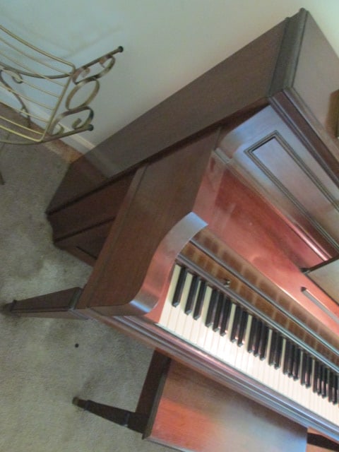 Everett Mahogany Upright Piano and Bench - 5