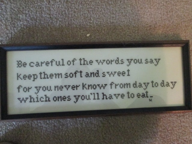 Four Framed and Matted Sassy Cross Stitch Quotes and Victorian Dressing Room Needle Work - 2